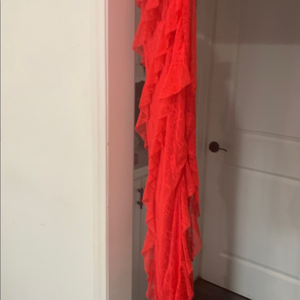 Red Lace Ruffled Dress - Picture 3 of 4